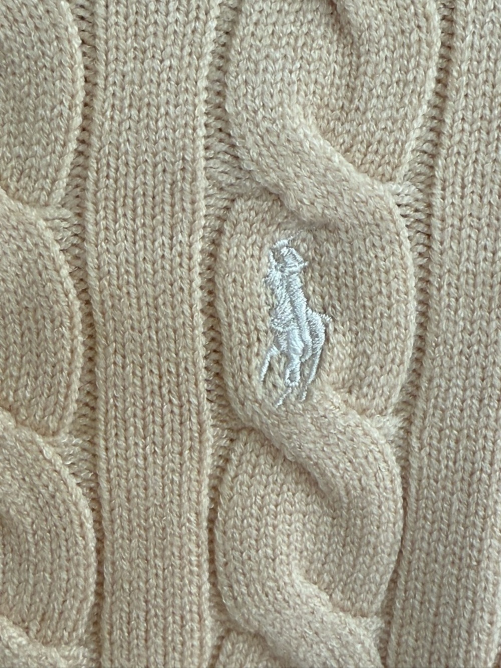 Polo by Ralph Lauren Beige Cable-Knit Button Cardigan size  M - Picture 5 of 7